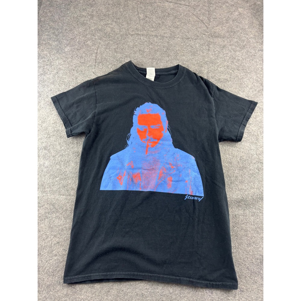 Post Malone Stoney Graphic T-Shirt Mens Small Black Blue Red Portrait Gildan Tee